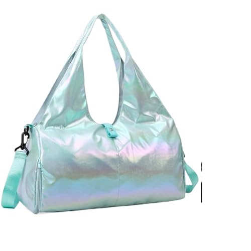 Reisetasche Women Gym Satchel Bag Large Capacity Pearlescent Sports Storage Bag Waterproof Multipocket Dry Wet Separation Outdoor Simple Bag (Color : Green) von LHSJYG