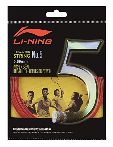 Li-Ning hochwertige Badmintonsaite, sehr haltbar NO.5 10m Set Badmintonstring - AXJJ006 (rot) von LI-NING