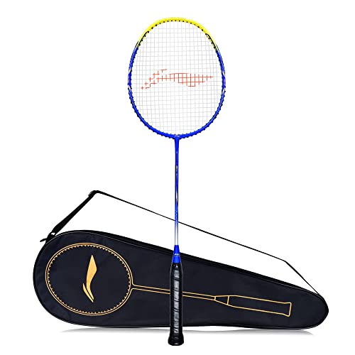 Li-Ning G-Force Superlite 3600 Badmintonschläger aus Carbonfaser, besaitet, inkl. vollständiger Abdeckung, Blau/Gelb von LI-NING