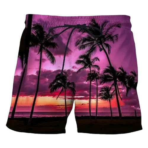 LIANDUN Shorts Herren Kokosnussbaum Hawaiian Beach Shorts Drucken Sommer Männer Lässige Schwimmshorts Hoch Elastisch-ich-150 (11t-12t) von LIANDUN