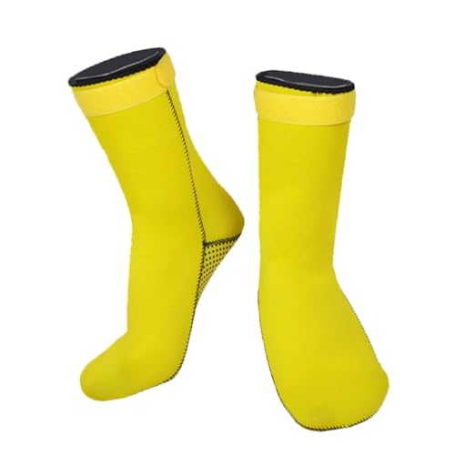 Tauchsocken, Dehnbare, wasserdichte Socken mit Anti-Rutsch-Unterstützung, Sandsocken zum Schnorcheln, Surfen und Wassersport(Yellow,XL(45-47)) von LIANTIAN