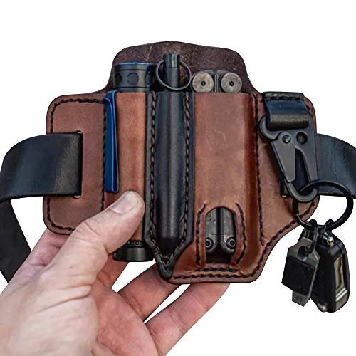 EDC Lederscheide Belt, Leder Gürtelschlaufe Taille Multitool Scheide mit Schlüsselhalter, Gürtelschlaufe mit Schlüsselhalter für Taschenlampe, Werkzeuge, Outdoor, Camping, Braun EDC Lederscheide Belt, Leder Gürtelschlaufe Taille Multitool Scheide mit Schlüsselhalter, Gürtelschlaufe mit Schlüsselhalter für Taschenlampe, Werkzeuge, Outdoor, Camping, Braun von LICHENGTAI