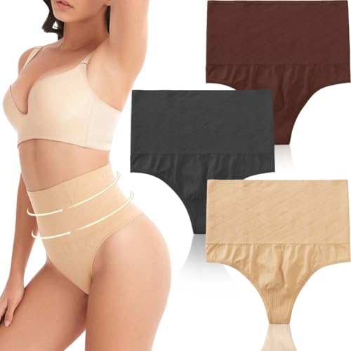 3Stück Comfycos Tummy Control Tanga Curveslim Tummy Control Tanga Luxelyra Tummy Control Tanga Curvyfaja Shapewear (3Stück,S (35-50kg)) von LIDIYI