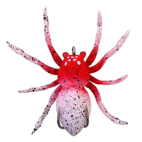 LIFABOLA Topwater Kunstköder 7 cm, Angelköder, lebensechter weicher Spinnenköder 6,4 g, Drillingshaken, weicher Köder, Hecht, Karpfen, Barschköder(Red) von LIFABOLA