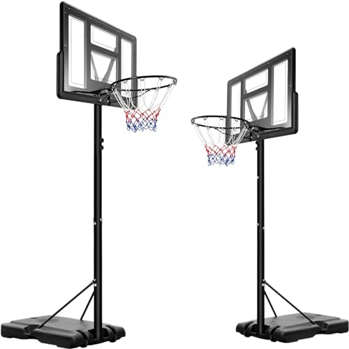 Basketballkorb, Transportable Basketballständer Höhenverstellbar, Tragbarer Basketballanlage mit Rädern, verstellbare Korbhöhe 230 bis 304 cm, zum Kinder Erwachsene, für Indoor Outdoor-Sport von LIFERUN