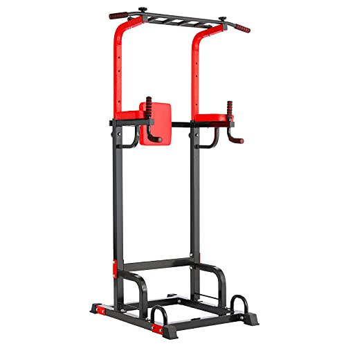 Power Tower Dip Station Klimmzugstange für Heim-Fitness-Studio Krafttraining Workout-Ausrüstung, höhenverstellbar von 165-210cm, Ladekapazität bis zu 200KG von LIFERUN