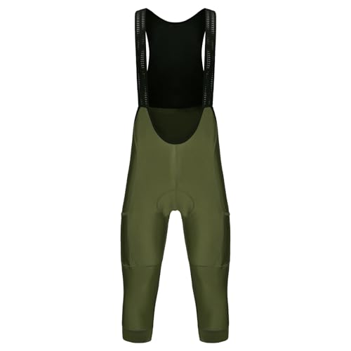 LIFESTARTA Trägerhose Männer 2 Taschen 3/4 Radfahren Trägerhose Sommer Frühling Herbst Fahrrad Hosen Bike Pns Kleidung Hosen Trägerhosen Radsport(Green,M) von LIFESTARTA