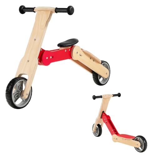 LIFEZEAL 2 in 1 Kinder Laufrad, Lauflernrad aus Holz, Kinderroller mit 2 rutschfesten Rädern & Tragegriff, Kinderrad Rutschrad ab 3 Jahre, Tragfähigkeit von 50 kg, Rot LIFEZEAL 2 in 1 Kinder Laufrad, Lauflernrad aus Holz, Kinderroller mit 2 rutschfesten Rädern & Tragegriff, Kinderrad Rutschrad ab 3 Jahre, Tragfähigkeit von 50 kg, Rot von LIFEZEAL