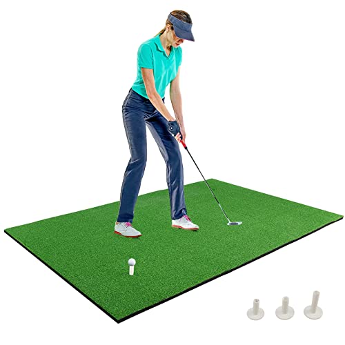 LIFEZEAL Golf Putting Matte 1,5 x 1 m, Faltbare Golfmatte, Professionelle Schlagmatten mit Kunstrasen & 2 Tee-Positionen, Indoor- und Outdoor-Trainingshilfe für Anfänger, Golfliebhaber, Golfer von LIFEZEAL