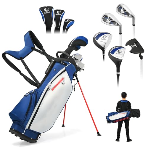 LIFEZEAL Komplettes Golf-Set für Herren, Tragbares Golfschläger-Set für Rechtshänder, Stativtasche mit 7 Fächern, Putter, 3 Holz: Driver #1, Fairway #3, Hybrid #4, 5 Eisen: #6, #7, #8, #9, Pitching LIFEZEAL Komplettes Golf-Set für Herren, Tragbares Golfschläger-Set für Rechtshänder, Stativtasche mit 7 Fächern, Putter, 3 Holz: Driver #1, Fairway #3, Hybrid #4, 5 Eisen: #6, #7, #8, #9, Pitching von LIFEZEAL