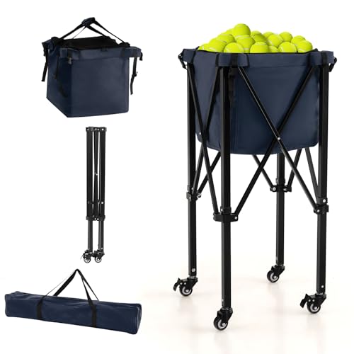 LIFEZEAL Tennisballkorb mit Rädern, Klappbares Tennisballwagen mit Tragetasche, Premium Tennis- und Reisekörbe für Erwachsene, Trainingszubehör für 150 Tennisbälle, Dunkelblau LIFEZEAL Tennisballkorb mit Rädern, Klappbares Tennisballwagen mit Tragetasche, Premium Tennis- und Reisekörbe für Erwachsene, Trainingszubehör für 150 Tennisbälle, Dunkelblau von LIFEZEAL
