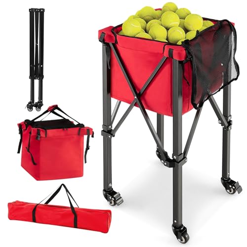 LIFEZEAL Tennisballkorb mit Rädern, Klappbares Tennisballwagen mit Tragetasche, Premium Tennis- und Reisekörbe für Erwachsene, Trainingszubehör für 150 Tennisbälle, Rot LIFEZEAL Tennisballkorb mit Rädern, Klappbares Tennisballwagen mit Tragetasche, Premium Tennis- und Reisekörbe für Erwachsene, Trainingszubehör für 150 Tennisbälle, Rot von LIFEZEAL