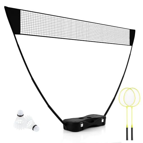 LIFEZEAL Tragbares Badminton Set, Badminton Netzständer mit freistehender Basis, Badminton-Übungsgerät mit Schlägern, Federbällen, Netz & Aufbewahrungsbox, für Badminton Tennis Volleyball (Schwarz) LIFEZEAL Tragbares Badminton Set, Badminton Netzständer mit freistehender Basis, Badminton-Übungsgerät mit Schlägern, Federbällen, Netz & Aufbewahrungsbox, für Badminton Tennis Volleyball (Schwarz) von LIFEZEAL