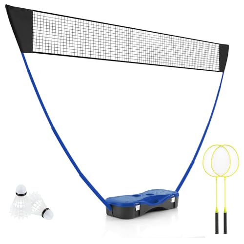 LIFEZEAL Tragbares Badminton Set, Badminton Netzständer mit freistehender Basis, Badminton-Übungsgerät mit Schlägern, Federbällen, Netz & Aufbewahrungsbox, für Badminton Tennis Volleyball (Blau) LIFEZEAL Tragbares Badminton Set, Badminton Netzständer mit freistehender Basis, Badminton-Übungsgerät mit Schlägern, Federbällen, Netz & Aufbewahrungsbox, für Badminton Tennis Volleyball (Blau) von LIFEZEAL