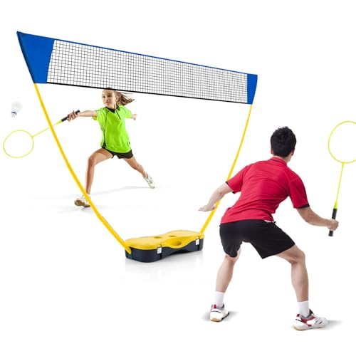 LIFEZEAL Tragbares Badminton Set, Badminton Netzständer mit freistehender Basis, Badminton-Übungsgerät mit Schlägern, Federbällen, Netz & Aufbewahrungsbox, für Badminton Tennis Volleyball (Gelb) LIFEZEAL Tragbares Badminton Set, Badminton Netzständer mit freistehender Basis, Badminton-Übungsgerät mit Schlägern, Federbällen, Netz & Aufbewahrungsbox, für Badminton Tennis Volleyball (Gelb) von LIFEZEAL