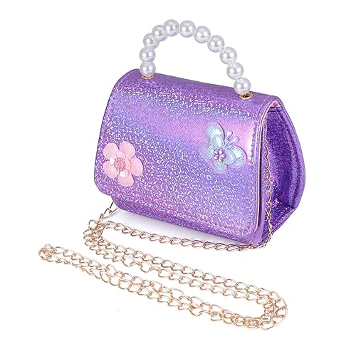 LIFKOME 1 Stk Mini-Tasche Handtasche Kinder Geldbörse Geldbörsen für Mädchen Tragetaschen aus Stroh kinder Tasche kindertasche Handtaschen Handtasche für Kinder Perle Handtasche Violett von LIFKOME
