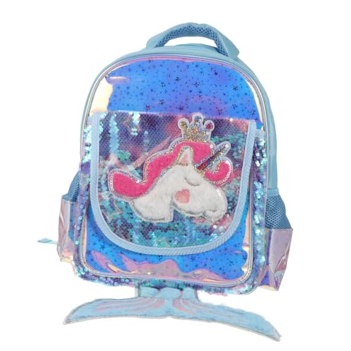 LIFKOME 1stk Meerjungfrau Rucksack Glitzerrucksack Einhorn-Rucksack Rucksack Für Mädchen Rucksäcke Für Mädchen Süßer Studenten-tagesrucksack Prinzessin Rucksack Cartoon-Rucksack Blue Nylon von LIFKOME