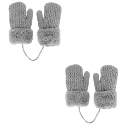 LIFKOME 2st Hängende Handschuhe Volle Fingerhandschuhe Warme Winterhandschuhe Für Kinder Skihandschuhe Plüschhandschuhe Gestrickte Handschuhe Schneehandschuhe Warme Handschuhe Light Grey von LIFKOME