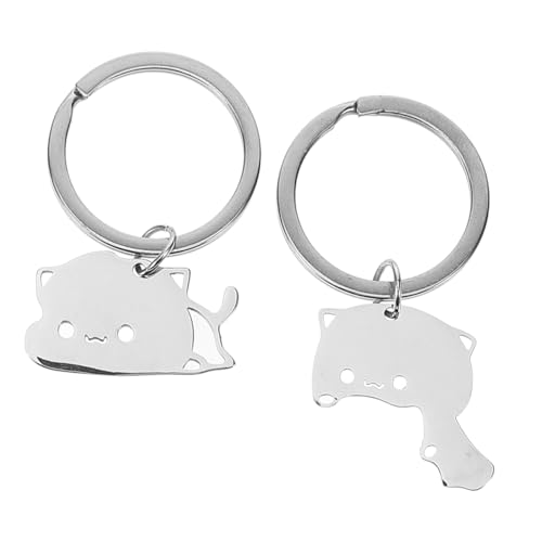 LIFKOME 2st Katze Schlüsselanhänger Taschenornament Schlüsselanhänger-Dekoration Schlüsselanhänger Für Autos Schlüsselanhänger Dekor Taschenanhänger Rostfreier Stahl Silver von LIFKOME