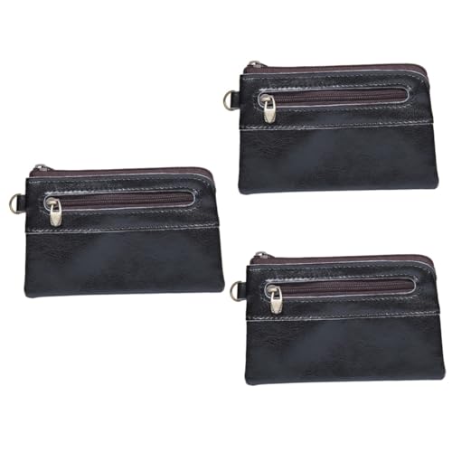 LIFKOME 3 STK Business-Brieftasche Für Männer Geldbörse Für Männer Mini-Portemonnaie Geldbörse Mit Reißverschluss Mini-Business-Brieftasche Münzbeutel Für Männer Vintage-geldbörse Black von LIFKOME