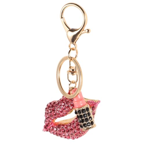 LIFKOME 3D-Lippen-Schlüsselanhänger Strass-Lippenstifte Schlüsselanhänger Funkelnder Schlüsselhalter Rucksack Handtasche Geldbörse Hängeanhänger Dekoration von LIFKOME