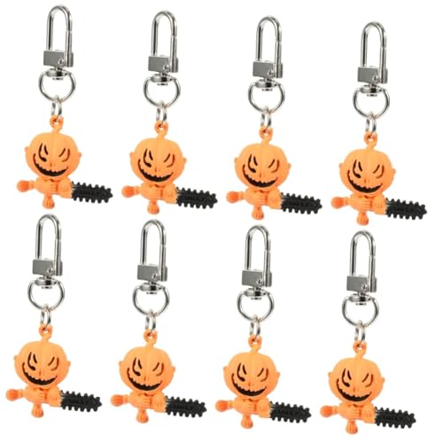 LIFKOME 8 STK Kettensäge Schlüssel Anhänger Halloween-Party Jack o Lantern Schlüsselanhänger Halloween-schlüsselanhänger Kürbis-anhänger Kürbis Schlüsselanhänger Orange Zinklegierung von LIFKOME