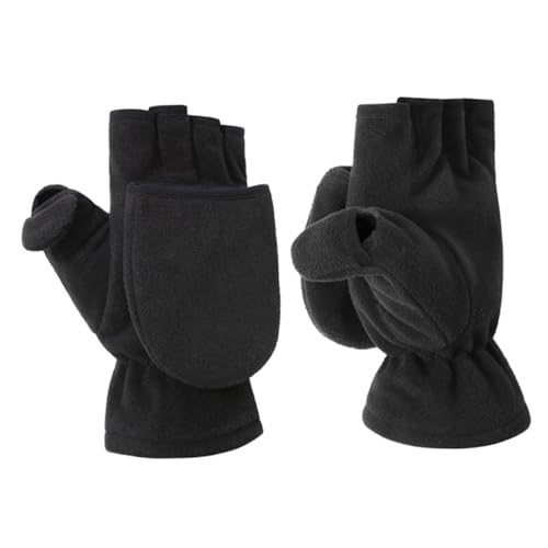 LIFKOME Halbfingerhandschuhe Handschuhe Zum Öffnen Der Taschen Fleece-Handschuhe Polarfleece Wärmende Handschuhe Thermohandschuhe Warme Handschuhe Praktische Handschuhe Black von LIFKOME