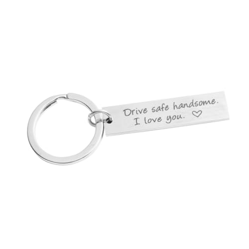 LIFKOME Modischer Schlüsselanhänger Aus Edelstahl Mit Gravierter Botschaft „Drive Safe Beautiful I Love You Elegantes Design Silber Für Damen Und Herren Ideal von LIFKOME