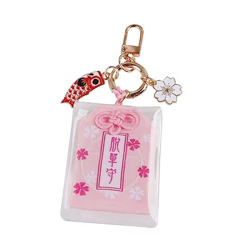 LIFKOME Schlüsselanhänger Japanische Omamori-anhänger Schlüsselringe Für Damen Metallic-geldbörsen Für Damen Japanischer Schrein-Charm Reize Autozubehör Kirschblüte Legierung Rosa von LIFKOME