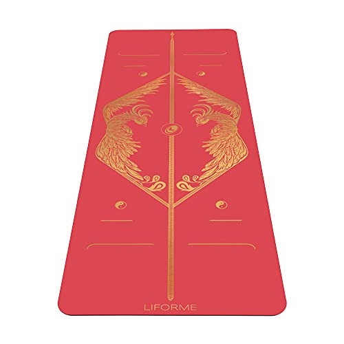 Liforme Chinese New Year Yogamatte - Die Weltweit Beste Umweltfreundliche, rutschfeste Yoga Matte Mit Dem Originalen Einzigartigen Ausrichtungsmarkierungssystem, Biologisch Abbaubare Matte – Phoenix von LIFORME