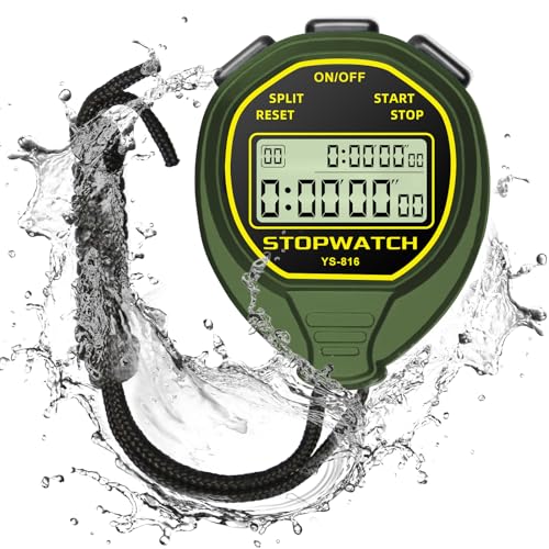 LIGHIGH wasserdichte Stoppuhr Timer, 30 Runden geteilter Speicher, Großem Display einfache Digitale Stoppuhr, Keine Uhr/Wecker/Kalender/Geräusch Sport Stoppuhr für Schwimmen Laufen Fußball Trainer von LIGHIGH