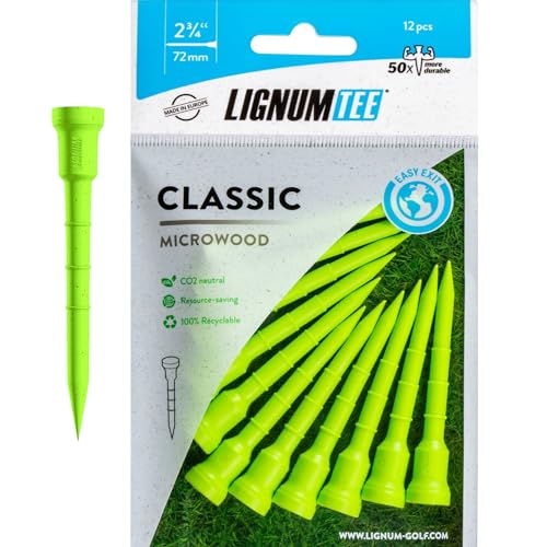 LIGNUM 50 x langlebigere Microwood-Golf-Tees 2 3/4 Zoll – 72 mm / verstellbares Golf-Tee/Innovative Holzfaser und natürliche Klebstoffe/Golf Tees 2 3/4, Tees Golf, Golfball-Tees / 12 Stück von LIGNUM