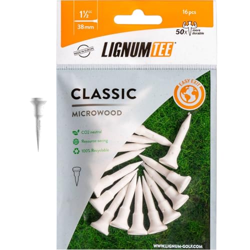 LIGNUM Perfekt für Hybride und Eisen, 50 x langlebigere kurze Golftees aus Mikroholz, 38 mm, innovative Holzfaser, kurze Tees, 3,8 cm Golf-Tees, Golf-Tees, klein, Golf-Tees von LIGNUM