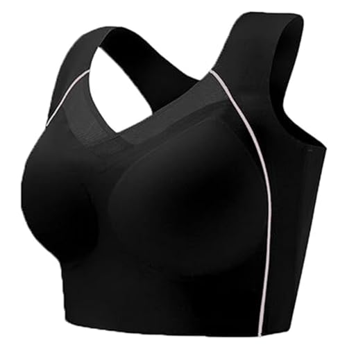 Haltungskorrektur-BH, bequemer Damen-BH mit tiefen Körbchen, Nahtloser, sexy Push-up-BH ohne Bügel (L,Black) von LIHWKD