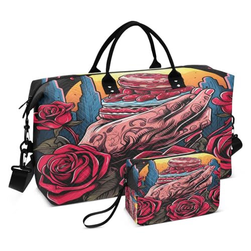 LINNIKEEEE Aquarell Basketball Feder Reise-Seesäcke, Sporttasche, Weekender Handtasche mit Kulturbeutel für Damen Mädchen Herren von LINNIKEEEE