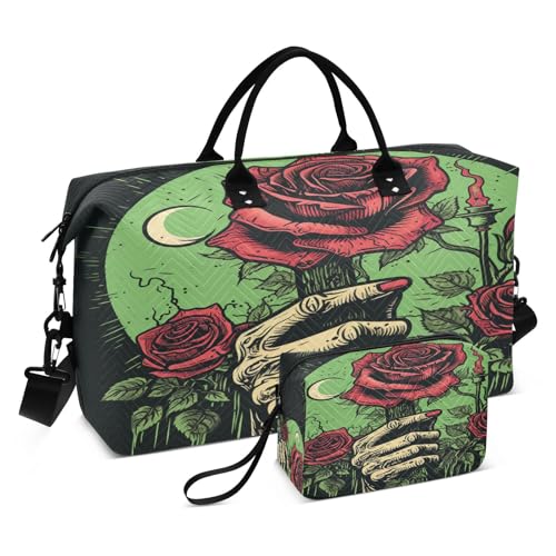 LINNIKEEEE Braune Dinosaurier Schwarze Kunst Reise-Seesäcke, Sporttasche, Weekender Handtasche mit Kulturbeutel für Damen Mädchen Herren von LINNIKEEEE