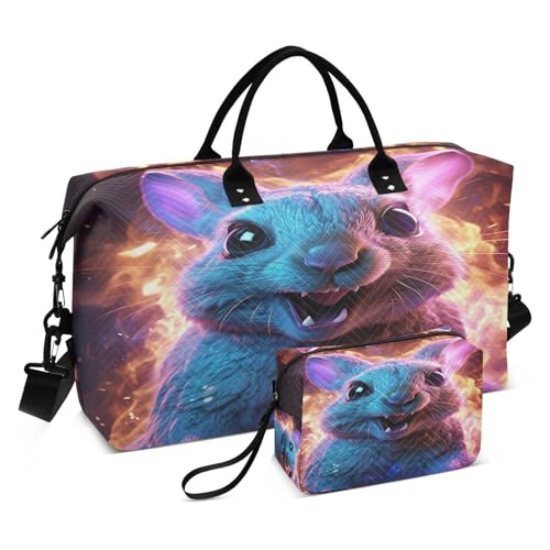 LINNIKEEEE Cooles Gefeuertes Süßes Eichhörnchen Reise-Seesäcke, Sporttasche, Weekender Handtasche mit Kulturbeutel für Damen Mädchen Herren von LINNIKEEEE