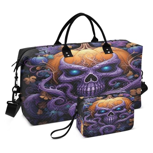 LINNIKEEEE Halloween Muster Dämon Reise-Seesäcke, Sporttasche, Weekender Handtasche mit Kulturbeutel für Damen Mädchen Herren von LINNIKEEEE