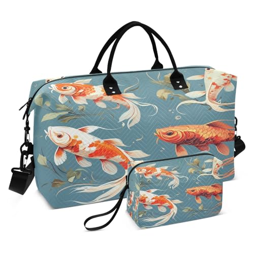 LINNIKEEEE Süßer Aquarellfisch Reise-Seesäcke, Sporttasche, Weekender Handtasche mit Kulturbeutel für Damen Mädchen Herren von LINNIKEEEE