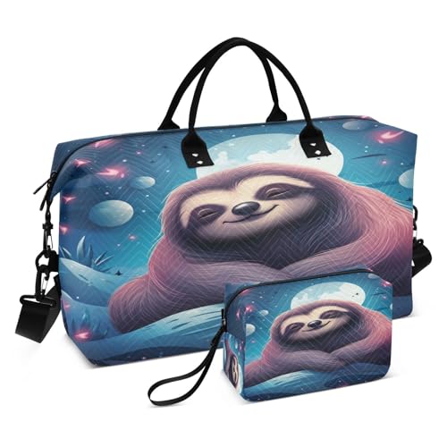 LINNIKEEEE Süßes Cartoon Faultier Reise-Seesäcke, Sporttasche, Weekender Handtasche mit Kulturbeutel für Damen Mädchen Herren von LINNIKEEEE