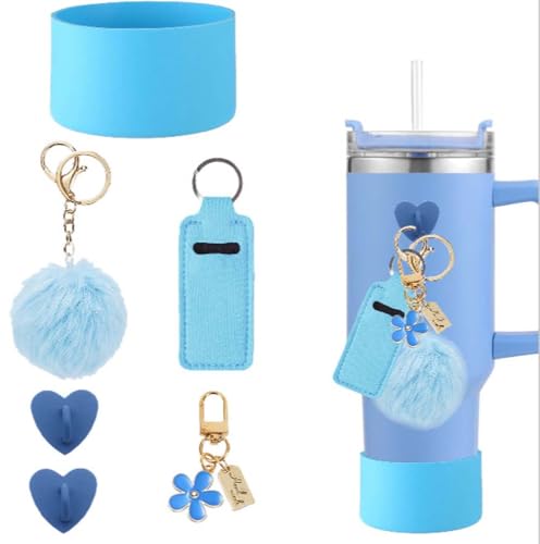 LINXI 6 x Zubehör für Stanley-Becher, Wasserflaschen-Stiefel, Mini-Haken, Lippenstift-Hülle, Schlüsselanhänger, kompatibel mit Stanley Cup-Becher, 1,2 l, Blau, 6 Stück von LINXI