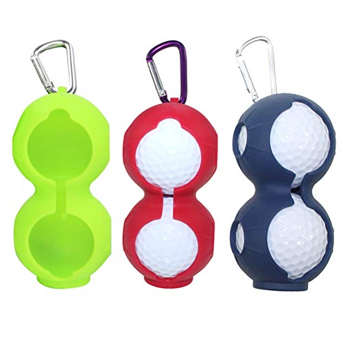 Silikon Golfball Tasche Halter Taillentasche Aufbewahrungstasche mit für Golfball Mann Damen Golf Sport 3 stücke (Rot/Blau/Grün) von LIOOBO