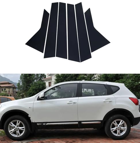 LIOUFTT 6-teilige glänzend Schwarze Auto-Außenfenster-BC-Mittelsäulenverkleidung, passend für Nissan Qashqai J10 2008 2009 2010 2011 2012 2013 von LIOUFTT