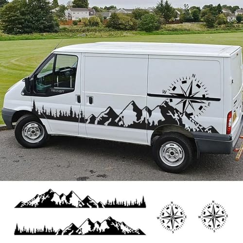 LIOUFTT Autotüraufkleber, Wohnmobil, Kompass-Grafiken, Vinyl-Aufkleber, passend für Ford Transit MK6 MK7 MK8, Tuning-Zubehör von LIOUFTT