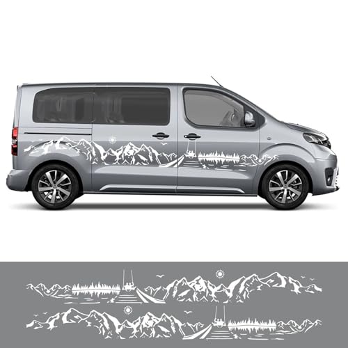 LIOUFTT Seitenaufkleber für Van-Türen, Grafiken, Strand, Sonne, Meer, Berge, Vinyl-Dekor-Aufkleber, passend für Toyota ProAce Verso Icon Panel, Auto, Camper von LIOUFTT