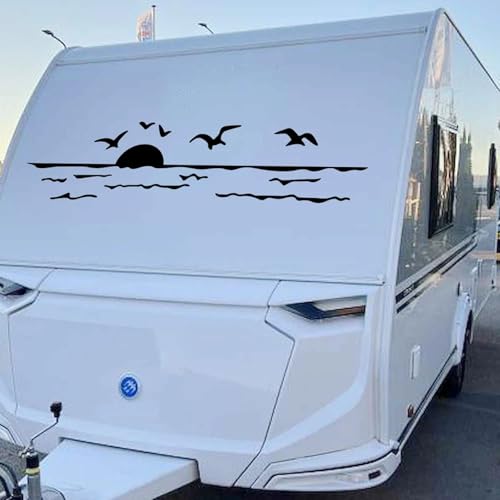 LIOUFTT Vinyl-Aufkleber mit Meeressonnenaufgang-Dekor, passend für Auto, Wohnmobil, Van, Bus, Wohnwagen, Wohnmobil, SUV, Pickup, Frachtwohnwagen von LIOUFTT