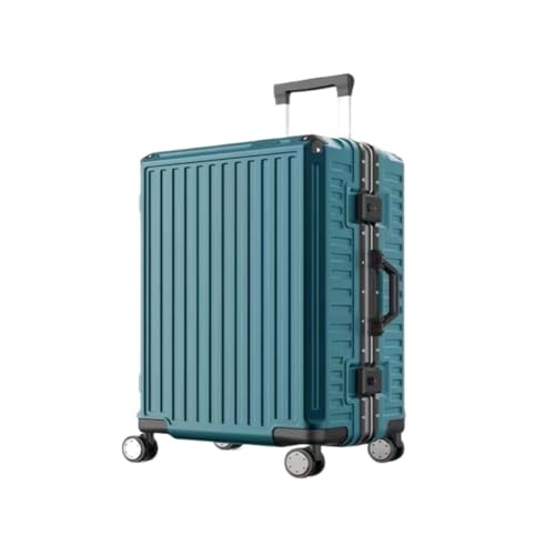 LIPPSYYDS Trolley-Koffer Aluminiumrahmen, Metallseitenkoffer, 26-Zoll-Anti-Fall-Zugstange, Business-Koffer, multifunktionaler Boarding-Koffer Reisekoffer (Color : Blue, Size : 32in) von LIPPSYYDS