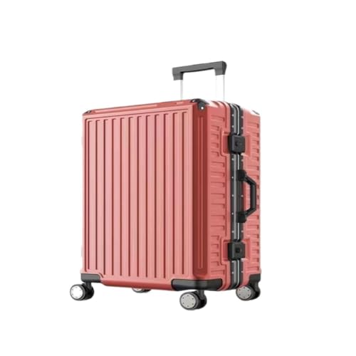 LIPPSYYDS Trolley-Koffer Aluminiumrahmen, Metallseitenkoffer, 26-Zoll-Anti-Fall-Zugstange, Business-Koffer, multifunktionaler Boarding-Koffer Reisekoffer (Color : Pink, Size : 20in) von LIPPSYYDS