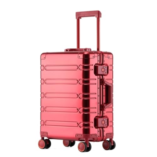 LIPPSYYDS Trolley-Koffer Vollaluminium-Koffer Aus Magnesiumlegierung, Universalrad, Hochwertiger Trolley-Koffer Mit Aluminiumrahmen, 20-Zoll-Koffer Reisekoffer (Color : Red, Size : 20in) von LIPPSYYDS
