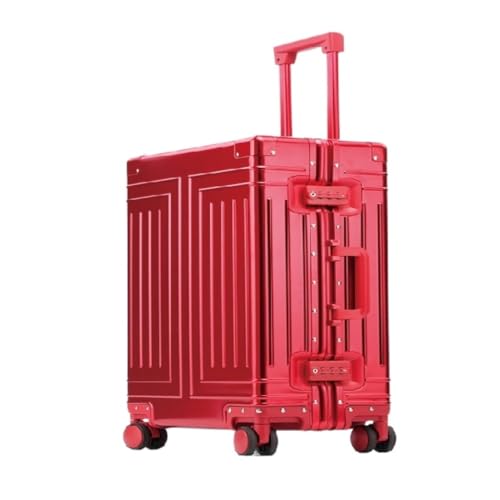 LIPPSYYDS Trolley-Koffer Vollaluminium-Magnesiumlegierungs-Metallkoffer, Trolley-Koffer, Hartschalenkoffer, Gepäck-Check-in-Koffer for Herren Und Damen Reisekoffer (Color : Red, Size : 28in) von LIPPSYYDS